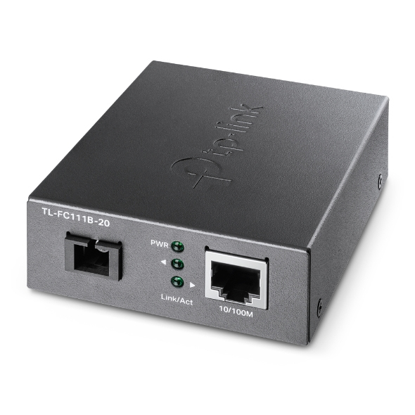 TP-LINK | 10/100 Mbps WDM mediju pārveidotājs | TL-FC111B-20 | 1 x SC optiskā porta | 10/100 Mbps RJ45 ports