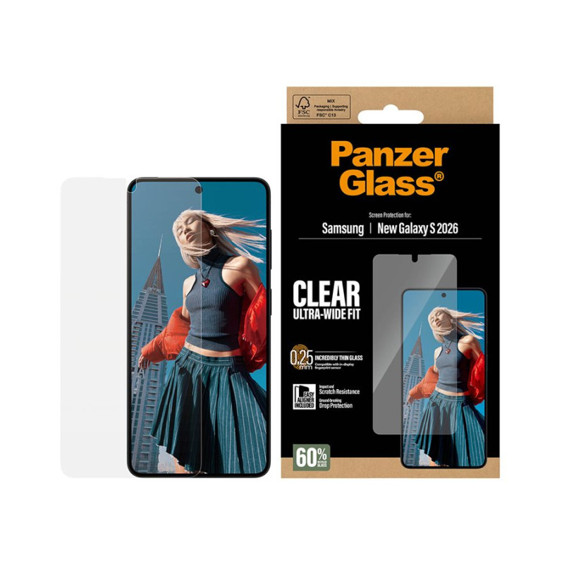 PanzerGlass Screen Protector Samsung New Galaxy S26 | Ultra-Wide Fit w. EasyAligner | PanzerGlass