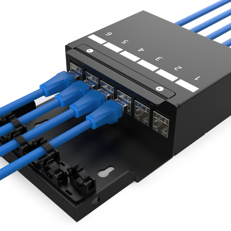Digitus konsolidācijas punkta kārba, 6-portu Keystone moduļi ar inteliģentu kabeļu pārvaldnieku | DN-93708-6