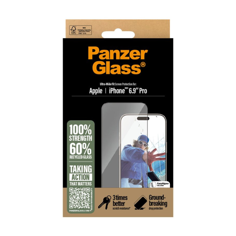 PanzerGlass Screen protector | Apple | iPhone 16 Pro Max | Glass | Caurspīdīgs | Ultra-Wide Fit