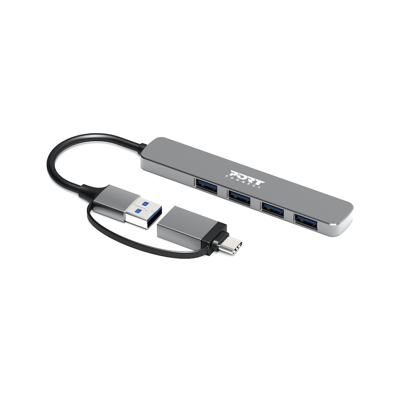 PORT CONNECT | USB-C/USB-A HUB 4 porti USB-A 3.0 5Gbps | 900160