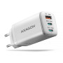 AXAGON GaN sienas lādētājs 3x ports (USB-A + 2x USB-C), PD3.0/PPS/QC4+/SFC2.0/AFC/SCP/FCP/Apple, 65W | ACU-DPQ65W