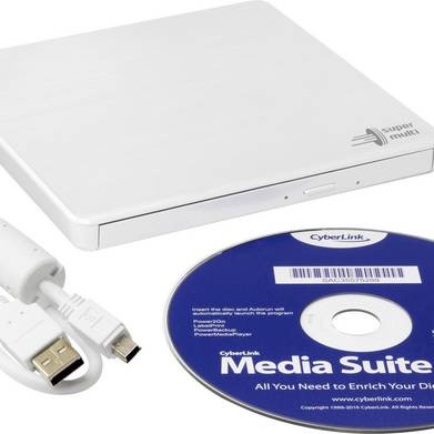 H.L Data Storage | Ultra Slim Portable DVD-Writer | GP60NW60 | Interfeiss USB 2.0 | DVD±R/RW | CD lasīšanas ātrums 24x | CD ierakstīšanas ātrums 24x | Balta | Dators/Portatīvais
