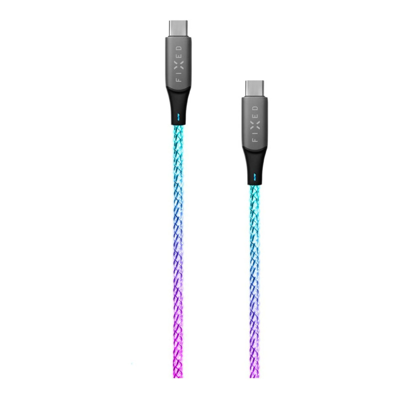 Fixed | Gaismojošs uzlādes kabelis USB-C/USB-C, PD atbalsts, Varavīksne | FIXDLED-CC-RA