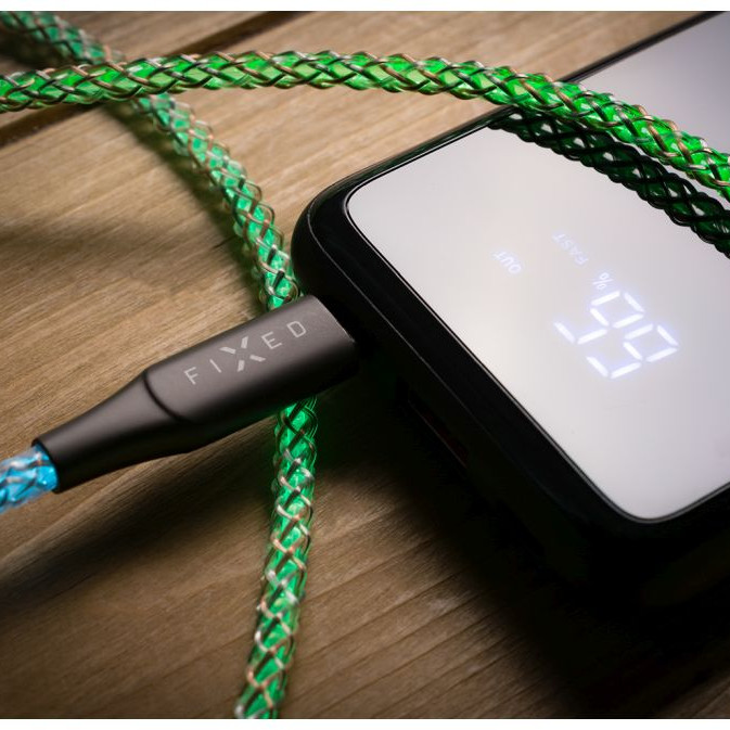 Fixed | Gaismojošs uzlādes kabelis USB-C/USB-C, PD atbalsts, Varavīksne | FIXDLED-CC-RA