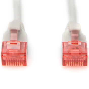 CAT 6 U-UTP Slim komunikācijas kabelis | Patch cord | Caurspīdīgs sarkans savienotājs vieglai 6. kategorijas (250 MHz) identifikācijai. Iekšējie vadītāji: vara (Cu) | Pelēks | 2 m | Moduālais RJ45 (8/8) spraudnis