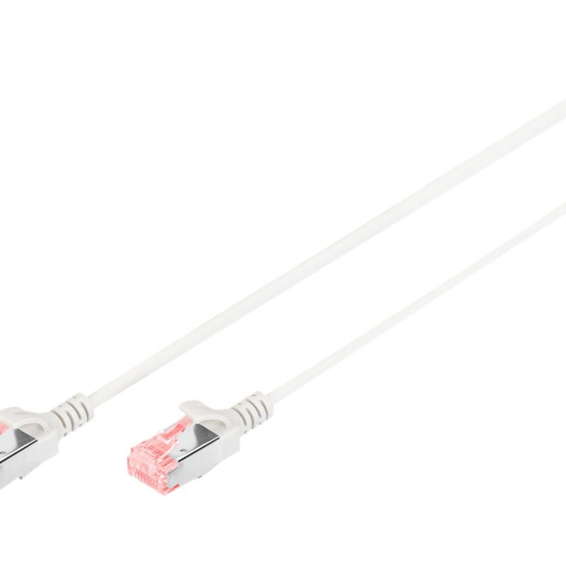 CAT 6 U-UTP Slim komunikācijas kabelis | Patch cord | Caurspīdīgs sarkans savienotājs vieglai 6. kategorijas (250 MHz) identifikācijai. Iekšējie vadītāji: vara (Cu) | Pelēks | 2 m | Moduālais RJ45 (8/8) spraudnis