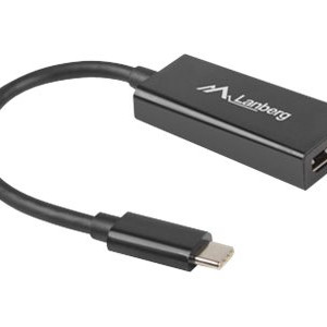 Lanberg USB-C (M) 3.1 uz DisplayPort (F) adaptera kabelis 15 cm, melns | AD-UC-DP-01