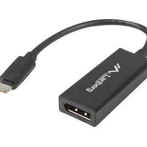 Lanberg USB-C (M) 3.1 uz DisplayPort (F) adaptera kabelis 15 cm, melns | AD-UC-DP-01