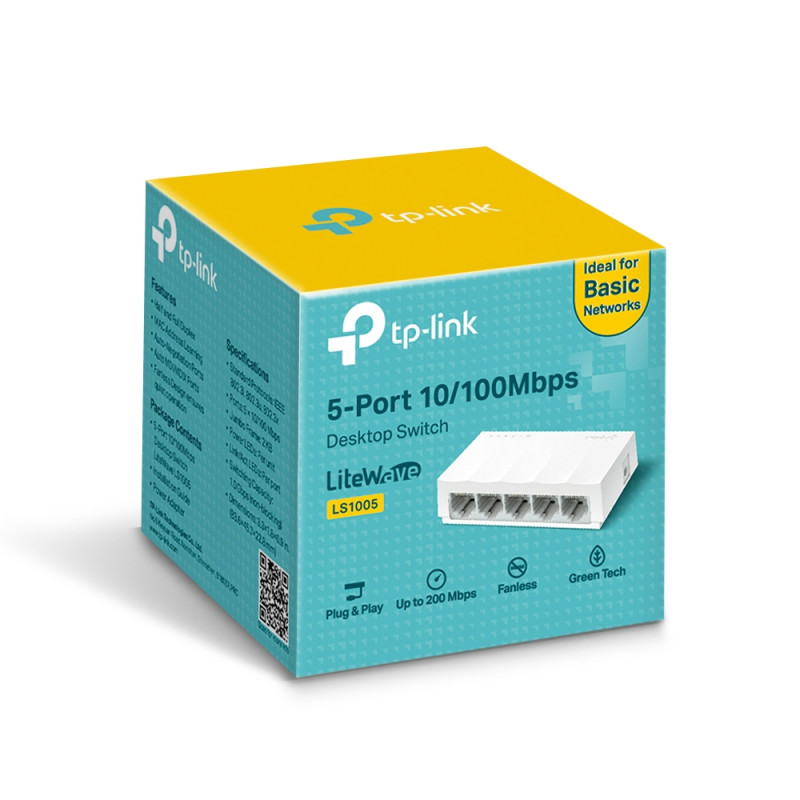 TP-LINK | 5-portu 10/100 Mbps galda tīkla slēdzis | LS1005 | Nevadāms | Galda | Barošanas avots: ārējs