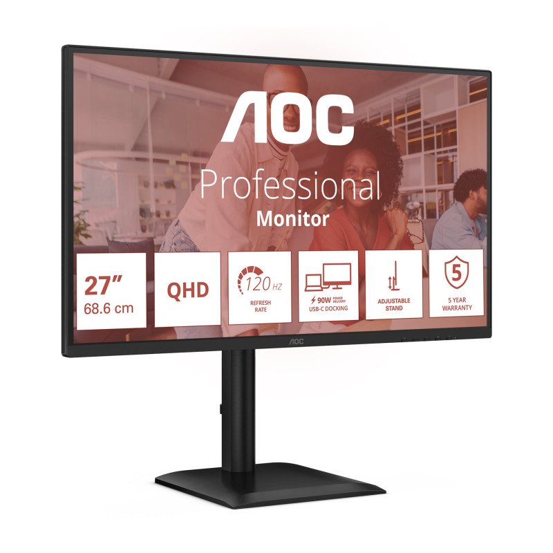 AOC | Q27E4CV | 27 " | IPS | QHD | 16:9 | 120 Hz | 4 ms | 2560 x 1440 pixels | 350 cd/m² | HDMI ports quantity 1 | Black