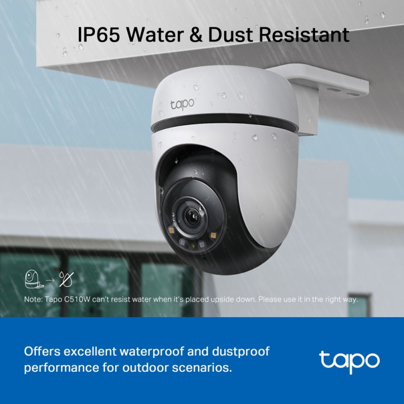 TP-LINK | Pan/Tilt drošības Wi‑Fi kamera | Tapo C510W | Dome | 3 MP | 3.9mm | IP65 | H.264 | MicroSD, līdz 512 GB