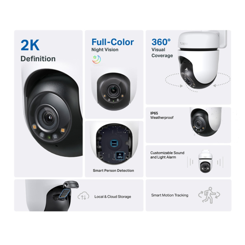 TP-LINK | Pan/Tilt drošības Wi‑Fi kamera | Tapo C510W | Dome | 3 MP | 3.9mm | IP65 | H.264 | MicroSD, līdz 512 GB