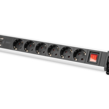 Digitus | Office Power Strip | DA-70624 | Sudraba/Melna
