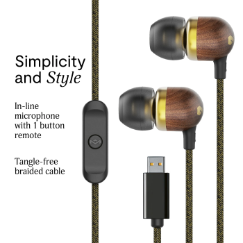 Marley vadu austiņas (earbuds) | Smile Jamaica | Iebūvēts mikrofons | USB Type-C | Misiņš