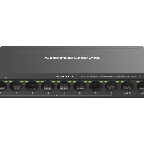 Mercusys MS110CP 8 portu 10/100 Mbps + 2 portu Gigabit galda slēdzis ar 8 portu PoE+ | Mercusys