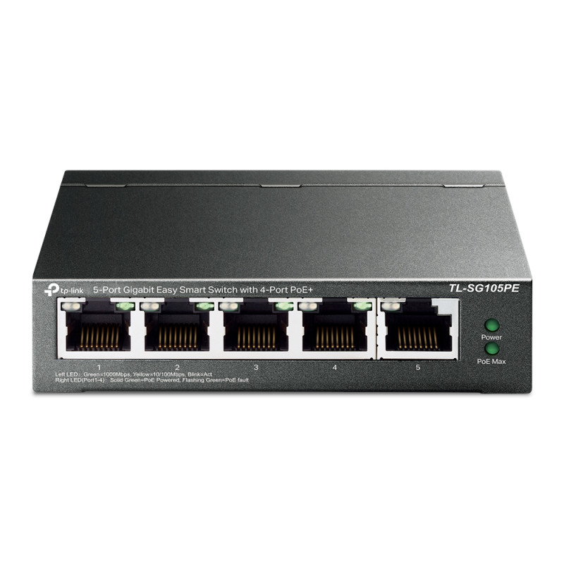 TP-LINK | Switch | TL-SG105PE | Nevadāms | Galddatora | PoE+ porti 4 | Barošanas veids Ārējais