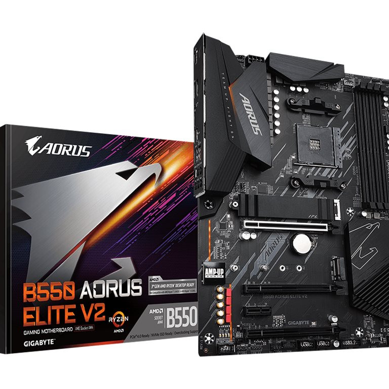 Gigabyte | B550 AORUS ELITE V2 1.0 | Procesoru ģimene AMD | Procesora ligzda AM4 | DDR4 DIMM | Atmiņas sloti 2 | Čipsets AMD B | ATX