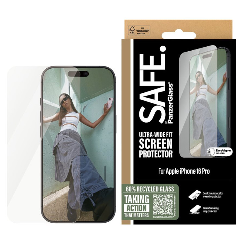 PanzerGlass Screen protector | Apple | iPhone 16 Pro | Glass | Transparent | Ultra-Wide Fit