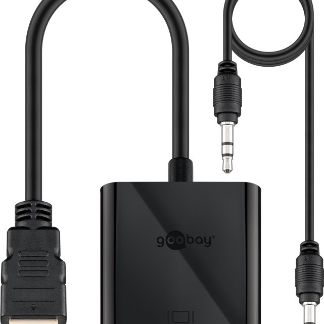 Goobay | HDMI/VGA adapteris, niķelēts | 68793 | Melns | HDMI spraudnis (A tips) | VGA ligzda (15‑pin)