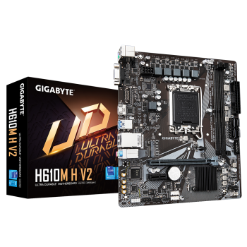 Gigabyte | H610M H V2 G1.0 | Procesoru ģimene Intel | Procesora ligzda LGA1700 | DDR5 | Atbalstītie cietā diska interfeisi M.2, SATA | SATA konektoru skaits 4