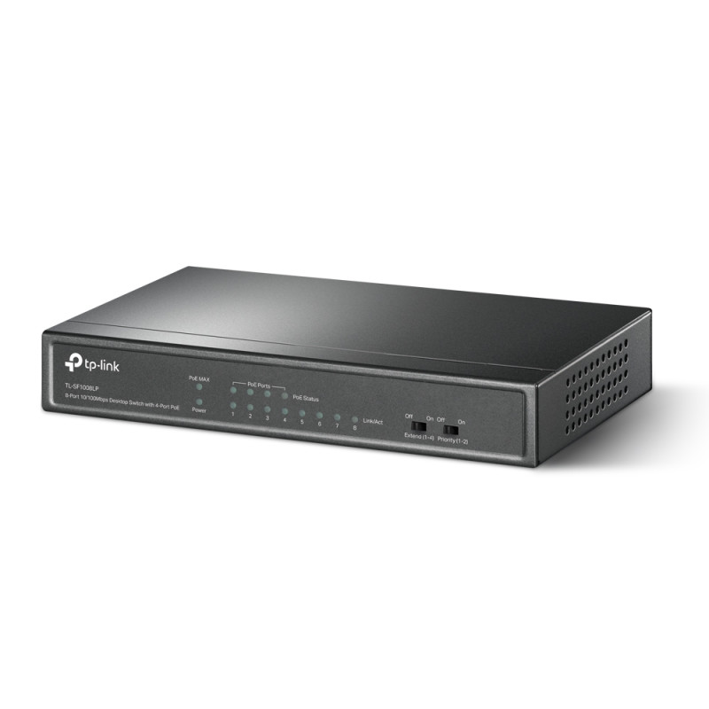 TP-LINK | Slēdzis | TL-SF1008LP | Nevadāms | Galda | 10/100 Mbps (RJ-45) portu skaits 8 | Power over Ethernet (PoE) portu skaits 4 | Barošanas avots Ārējais