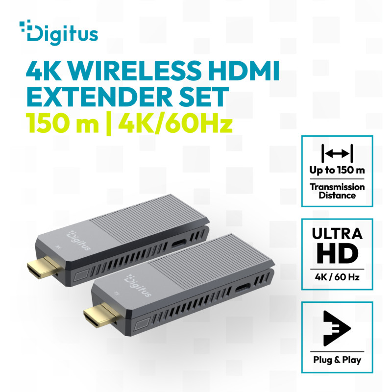 Digitus 4K Wireless HDMI Extender Set, 150 m, 4K/60Hz | DS-55359