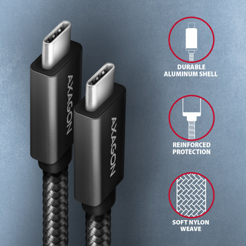 AXAGON | Datu un uzlādes USB 2.0 kabelis, 1.5 m | BUCM32-CM15AB | USB-C uz USB-C