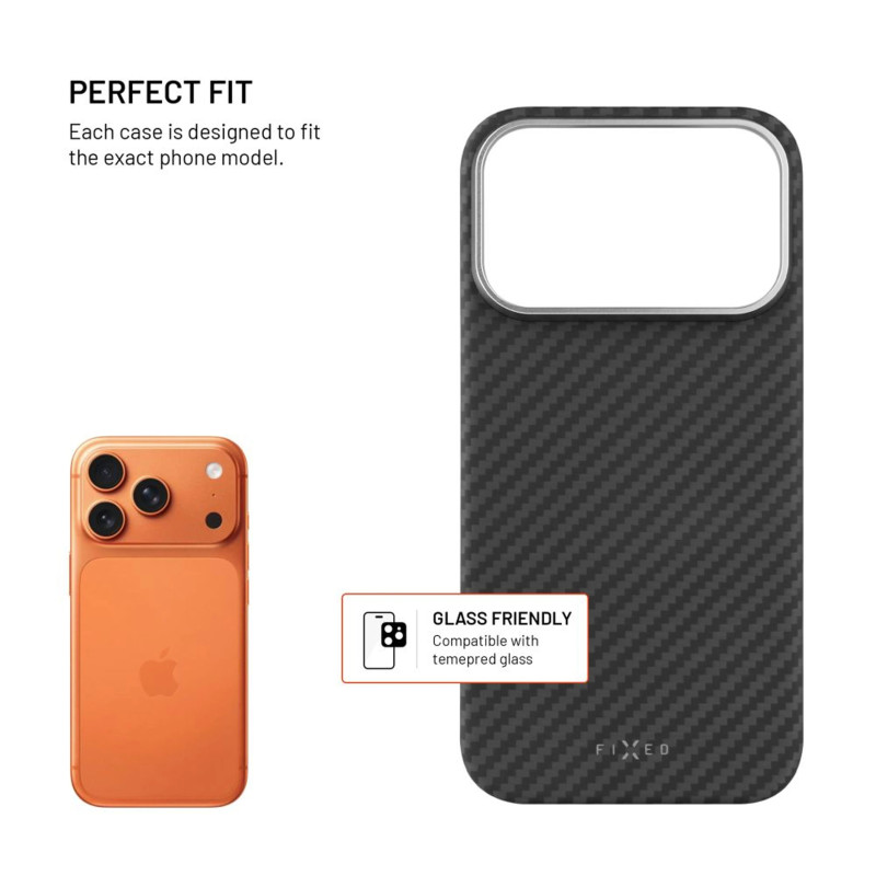 Fixed MagVelar | Aizmugures vāks | Apple | iPhone 17 Pro | Aramīds | Melns | Atbalsta MagSafe