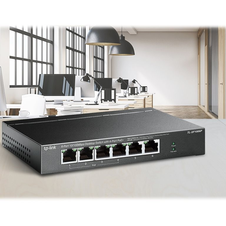TP-LINK | Switch | TL-SF1006P | Unmanaged | Desktop | 10/100 Mbps (RJ-45) ports quantity 6 | PoE+ ports quantity 4 | Power supply type External