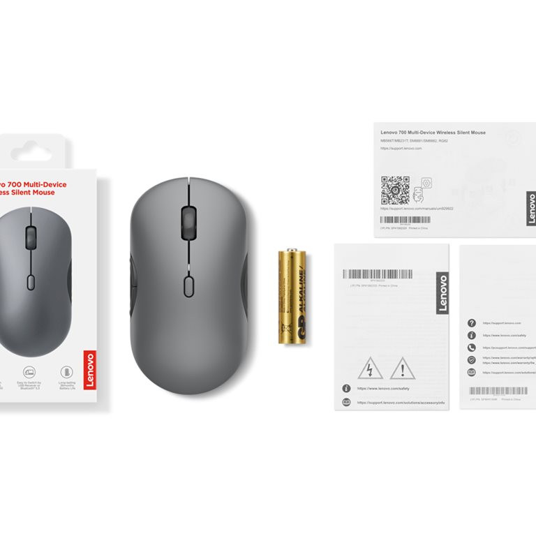 Lenovo | 700 Multi-Device Wireless Silent Mouse | Wireless | 2.4G, Bluetooth 5.3 | Luna Grey